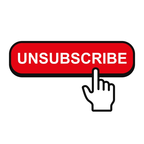 Unsubscribe Button with Hand Mouse Pointer. Vector — Stockvektor