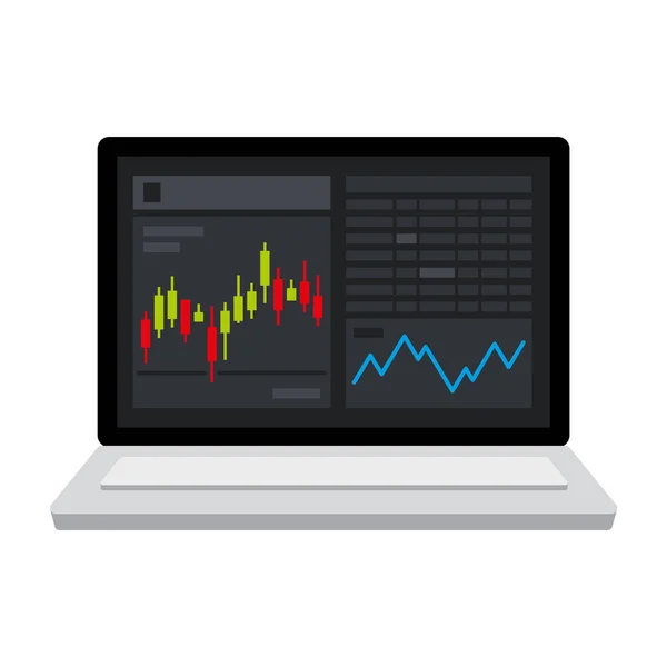 Computer woth Business Candle Stick Graph. Stock Market Chart. Vector — Wektor stockowy