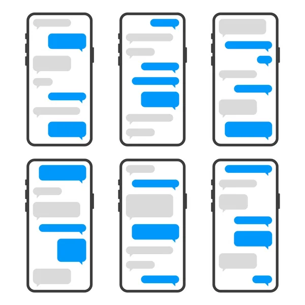 Smartphone met Blue Chat Bubbles Set. Vector — Stockvector
