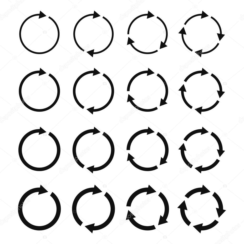 Circle Arrows Icons Set on White Background. Vector