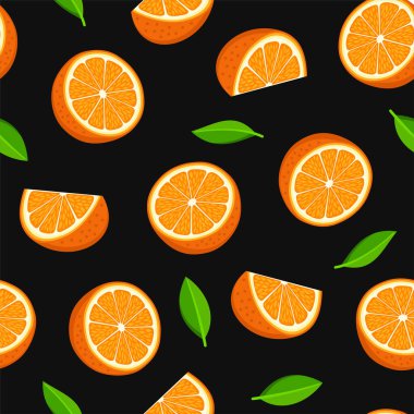 Turuncu ve Yeşil Yapraklar Kusursuz Desen. Vektör