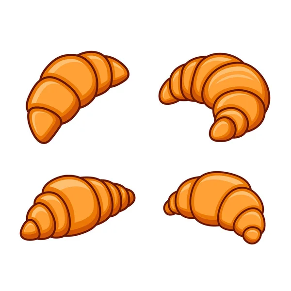 Croissants Bake Pastry Set on White Background. Vector — Stock Vector