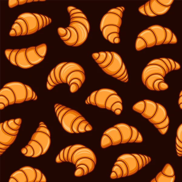 Nahtloses Croissant-Muster. Sweet Cute Dessert Hintergrund. Vektor — Stockvektor