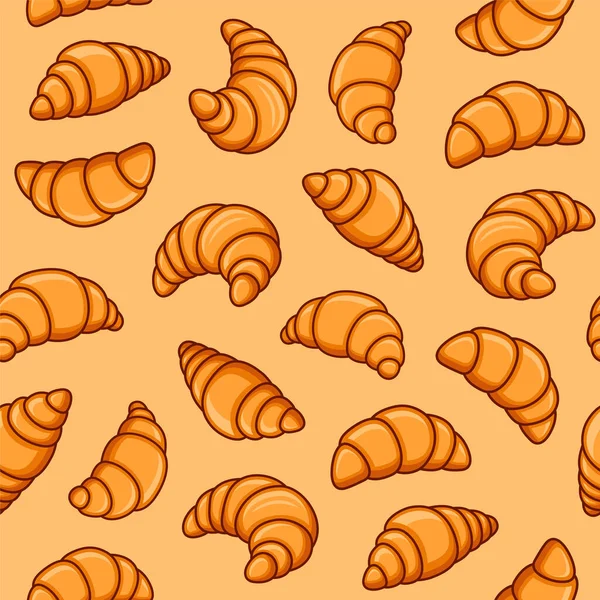Croissant Seamless Model. Sladké sladké zákusky pozadí. Vektor — Stockový vektor