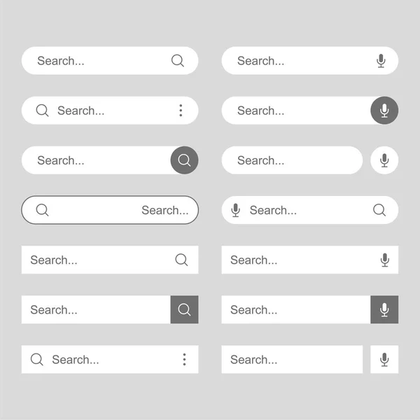 Search Bar Set for Website on White. Vector — Vettoriale Stock