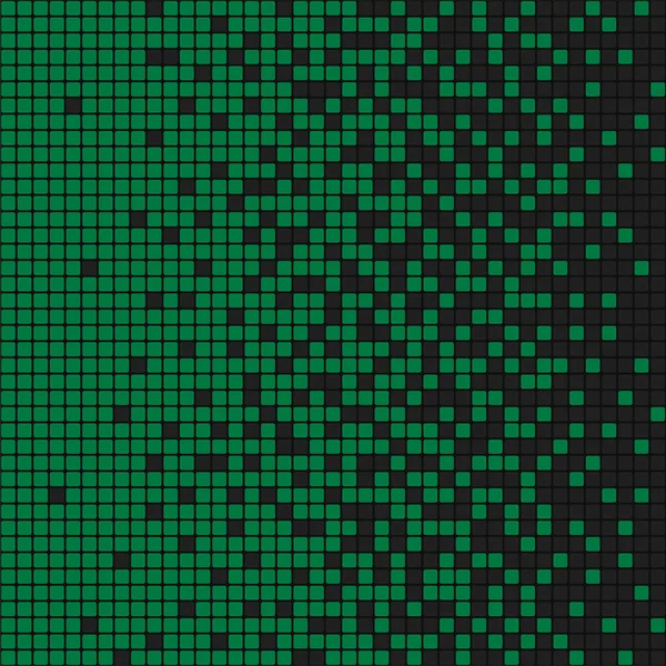 Pixel Disintegration Groene Zwarte Achtergrond Vectorillustratie — Stockvector