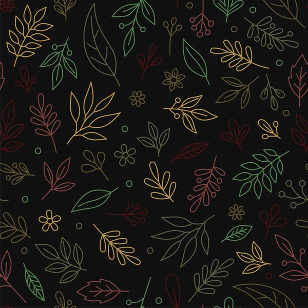 Motif floral sans couture sur fond noir. Vecteur — Image vectorielle