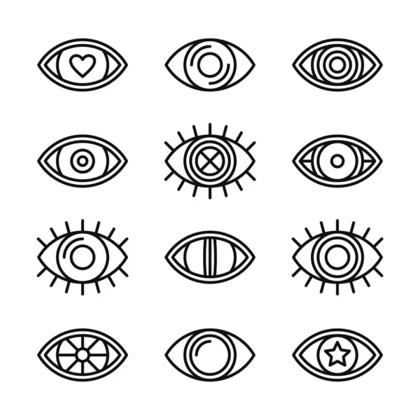 Set de ojos simples sobre fondo blanco. Vector — Vector de stock