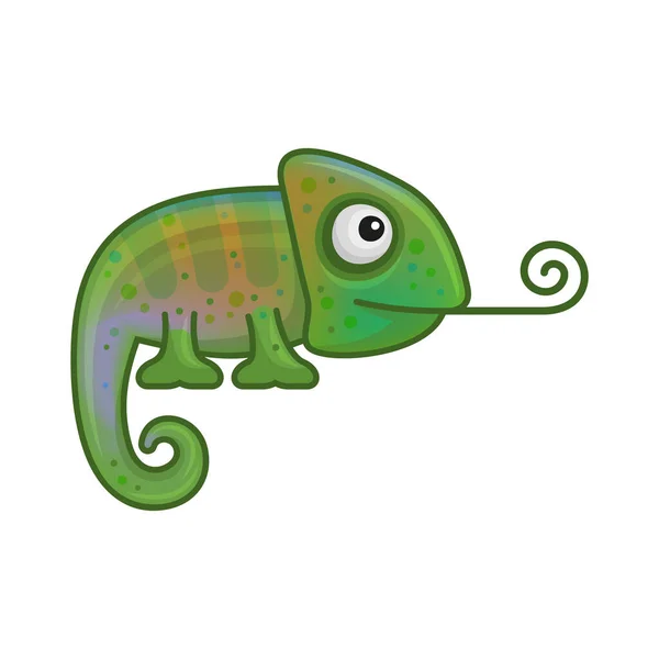 Roztomilý barevný chameleon na bílém pozadí. Vektor stylu kresleného filmu — Stockový vektor