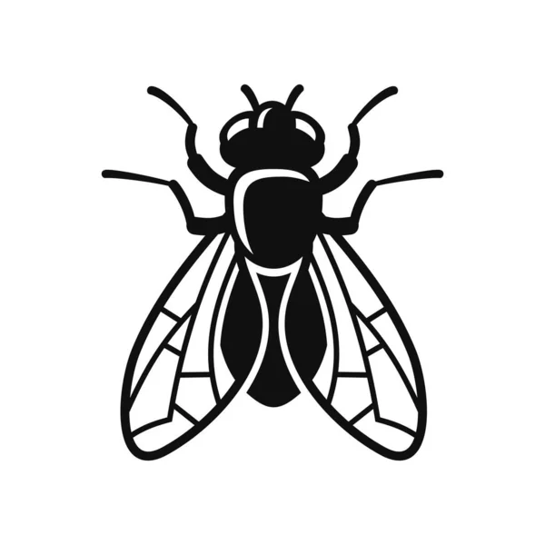 Icono de la mosca silueta sobre fondo blanco. Vector — Archivo Imágenes Vectoriales
