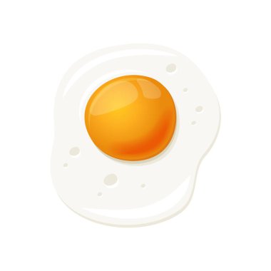 Beyaz Arkaplanda Gerçekçi Kızarmış Yumurta. Vektör