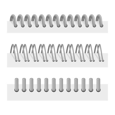 Gerçekçi Demir Sarmal Halka Bağlayıcıları Seti. Vektör