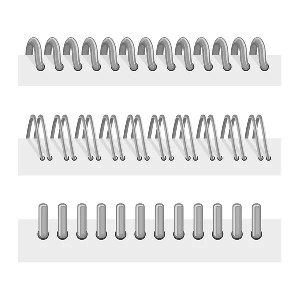 Realistic Iron Spiral Ring Binders Set. Vector — Stock Vector
