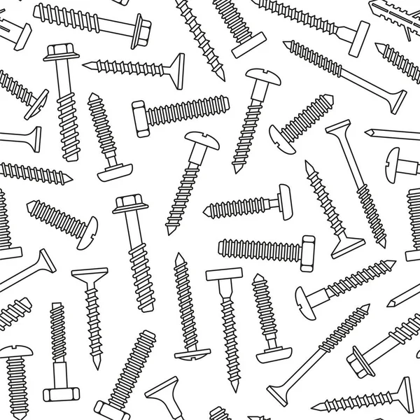 Fasteners and Screws Seamless Pattern on White Background. Vector — Stock Vector