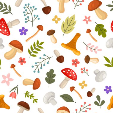 Beyaz Arkaplanda Mantar ve Yapraksız Kalıp. Vektör