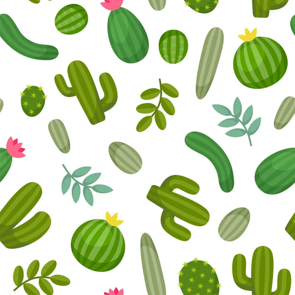 Kaktusový bezešvý vzor na bílém pozadí. Vektor — Stockový vektor