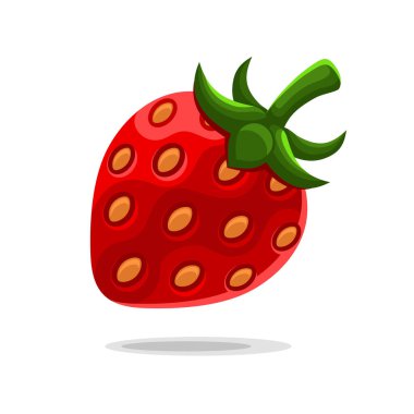 Beyaz Arkaplanda Çilekli 3D Simge. Vektör illüstrasyonu