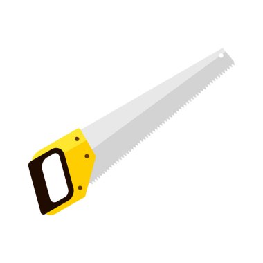 Hand Steel Saw on Wood Icon on White Background. Vector illustration