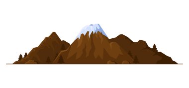 Mountain with Pine Trees Landscape on White Background. Vector illustration