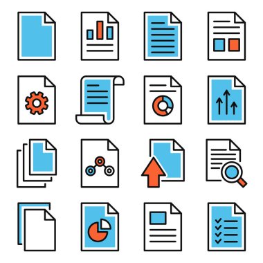 Beyaz Arkaplanda Simgeler Ayarlandı. Vektör illüstrasyonu