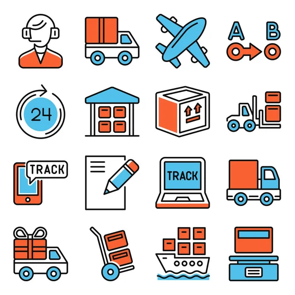 Delivery Icons Set White Background Vector Illustration — Stock Vector