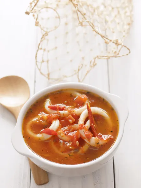 Sopa de frutos do mar de lula — Fotografia de Stock