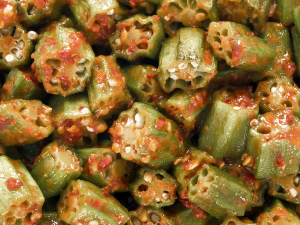 Okra in chili shrimp paste — Stock Photo, Image