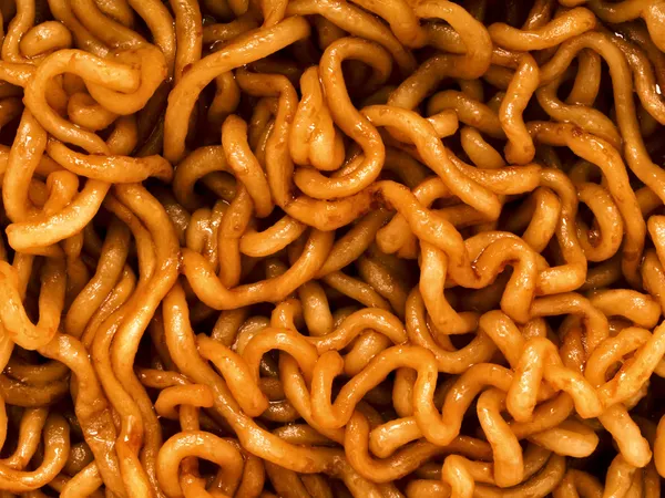 Molho de soja frito macarrão fundo comida — Fotografia de Stock