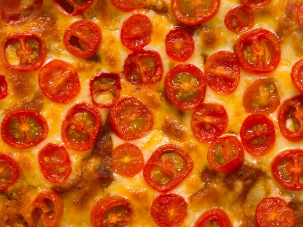 Vegetarian red cherry tomato pizza — Stock Photo, Image