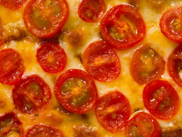 Vegetarian red cherry tomato pizza — Stock Photo, Image