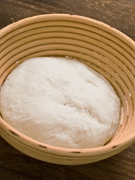 Bread dough in proofing basket — Stock Photo, Image