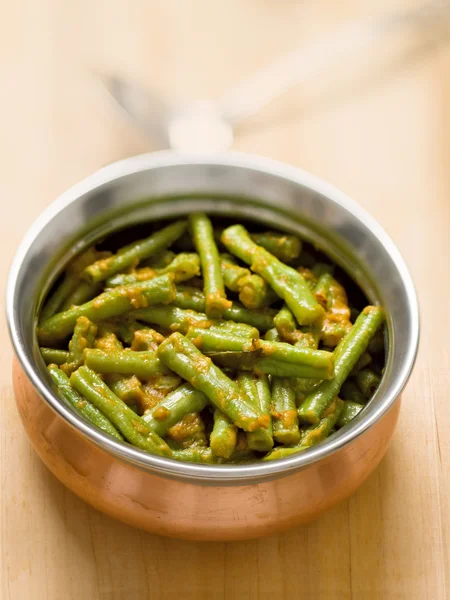 Vegetarian indian snake bean masala curry — Stock Photo, Image