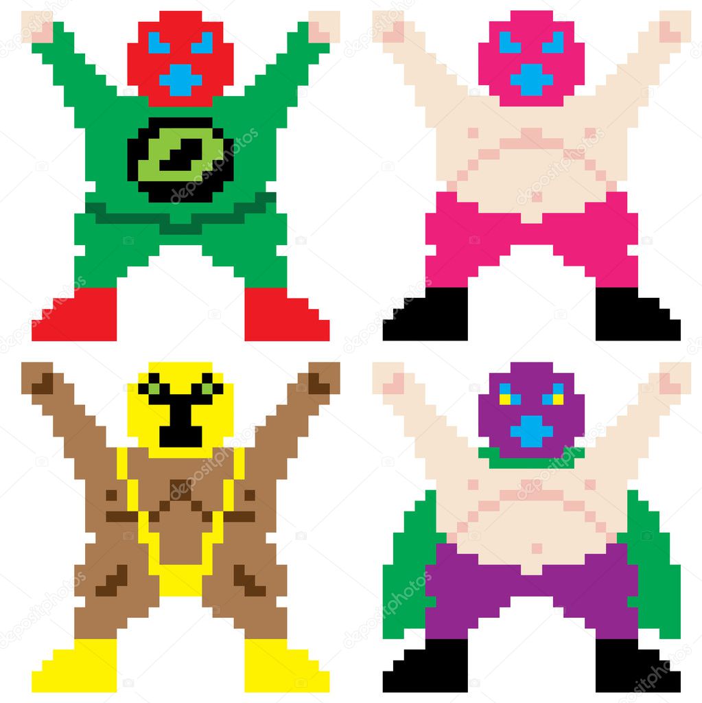 masked wrestler pixel art