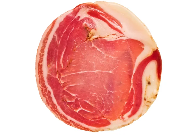 Italienischer pancetta isoliert — Stockfoto