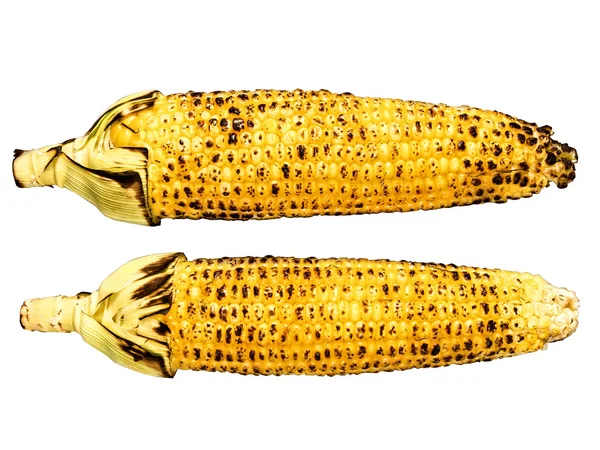 Pieczone kaczan kukurydzy na białym tle — Zdjęcie stockowe