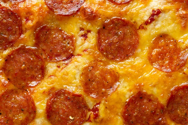 Close Pepperoni Pizza Food Background — Stock Photo, Image