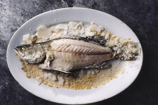 Primo Piano Siciliano Italianosale Cotto Pesce Mare — Foto Stock