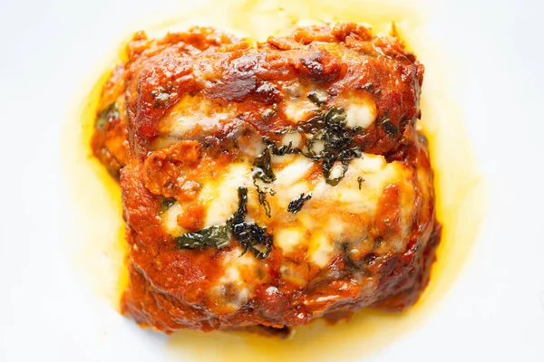 Plate Italian Eggplant Parmigiana — Foto Stock