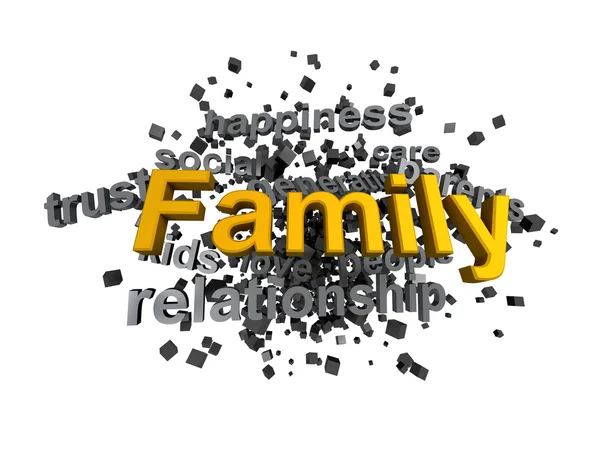 Familienwort in Wordcloud mit Schlüsselwörtern — Stockfoto