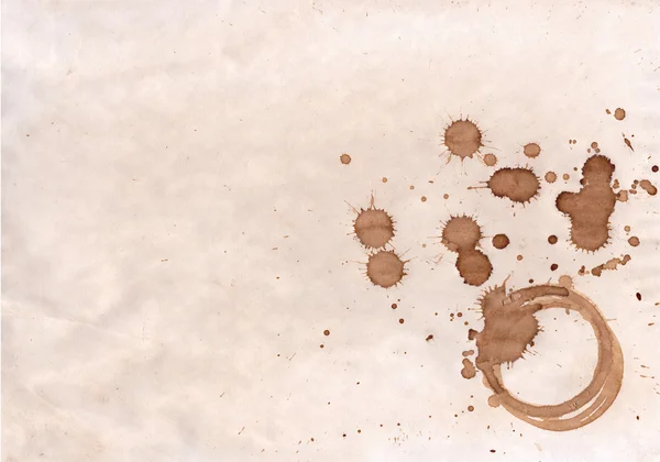 Kahve spot arka plan için eski bir kağıt üzerinde — Stok fotoğraf