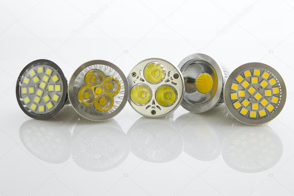 Various LED bulbs GU10 with different cooling SMD chips