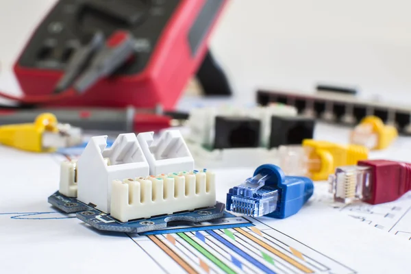 RJ45 connectors wall mountable and movable connectivity — Stock Photo, Image