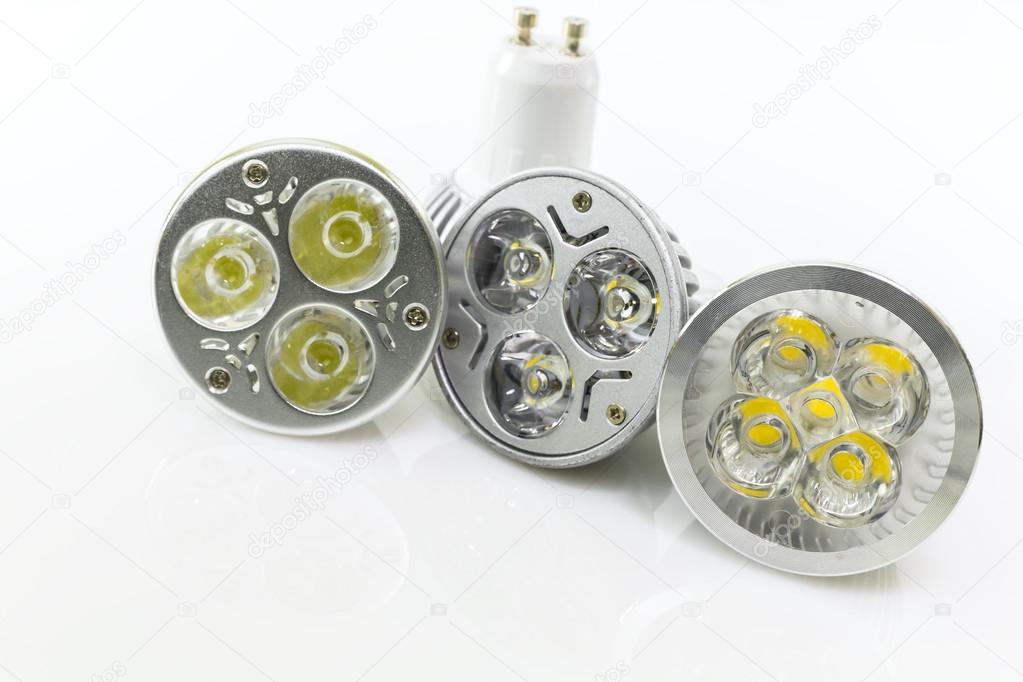 three LED GU10 with different versions of chips