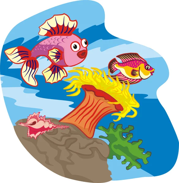 Mar de coral - peces — Vector de stock