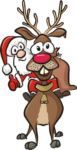 Santa on reindeer — Stock Vector