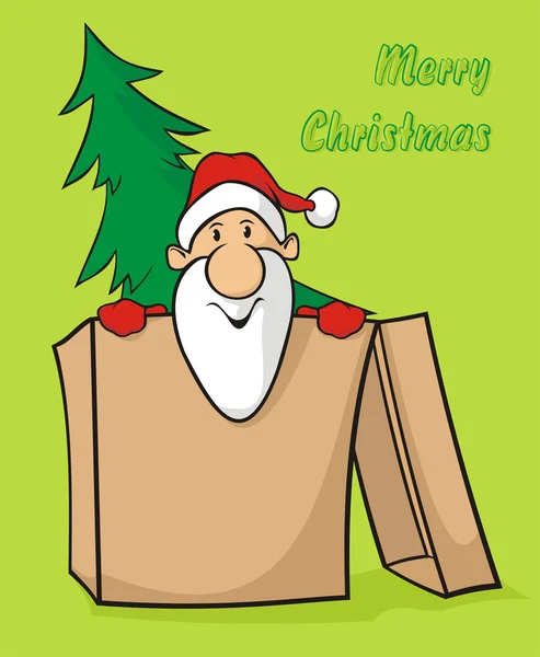 Papai Noel na caixa - Feliz Natal — Vetor de Stock