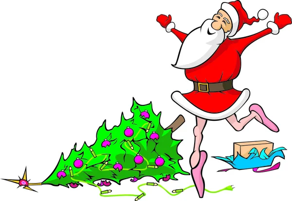 Perdido na dança Papai Noel demolido natal — Vetor de Stock