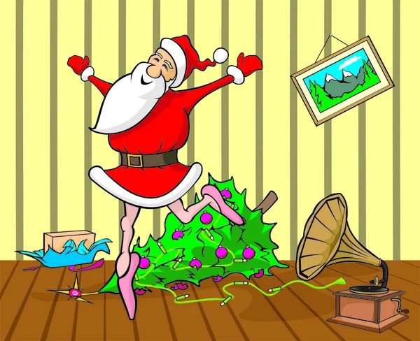 Verloren im tanzenden Weihnachtsmann im Zimmer — Stockvektor