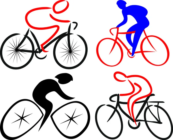 Fietser, fietser - silhouetten — Stockvector