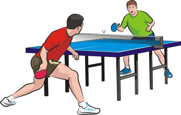 Deux joueurs jouent au tennis de table — Image vectorielle